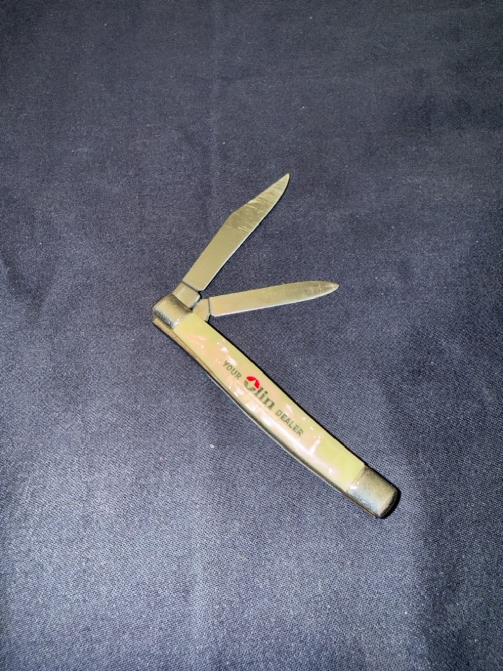Vintage Imperial Prov USA, Small 2 Blade Knife W/ Olin Advertisement  Made USA